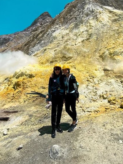 Annie Lu with her mum on White Island.