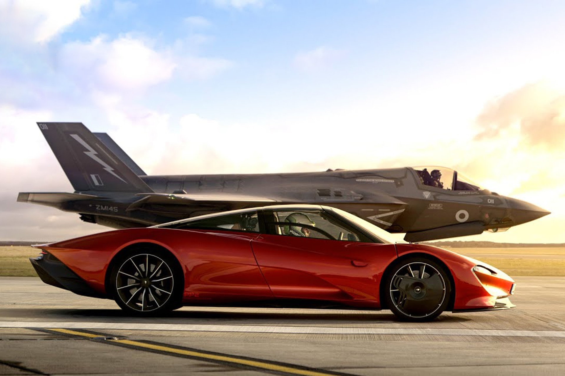 Watch A Mclaren Speedtail Race An F 35 Fighter Jet Just Because Gq