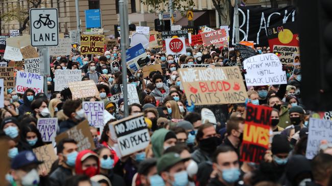 The alleged organisers of the Black Lives Matter protest held during Melbourne’s lockdown could have charges against them dropped. Picture: Alex Coppel