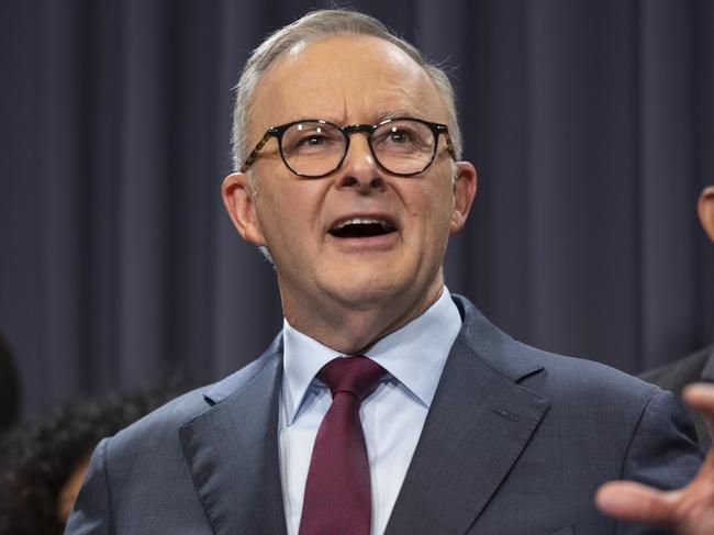 CANBERRA, AUSTRALIA - MARCH 23: Prime Minister, Anthony Albanese holds a press conference with the Minister for Indigenous Australians, Linda Burney, the Attorney-General, Mark Dreyfus, Senator Malarndirri McCarthy, Senator Patrick Dodson, and members of the Referendum Working Group hold a press conference at Parliament house in Canberra. Picture: NCA NewsWire / Martin Ollman