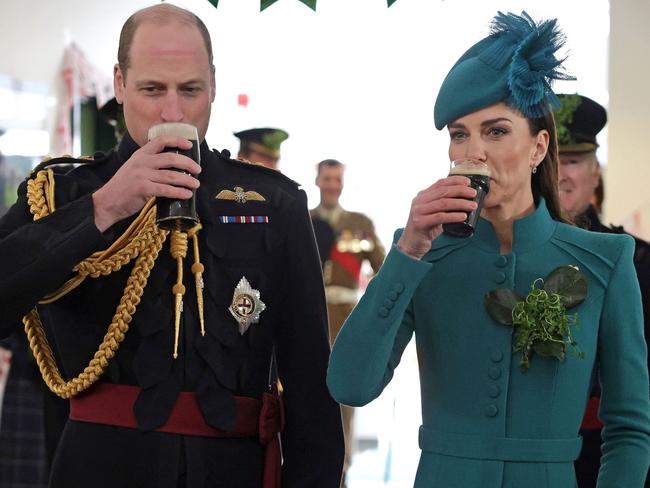 The Prince and Princess of Wales in happier times last year at the St Patrick's Day Parade at Mons Barracks in Aldershot, south west of London. Picture: AFP