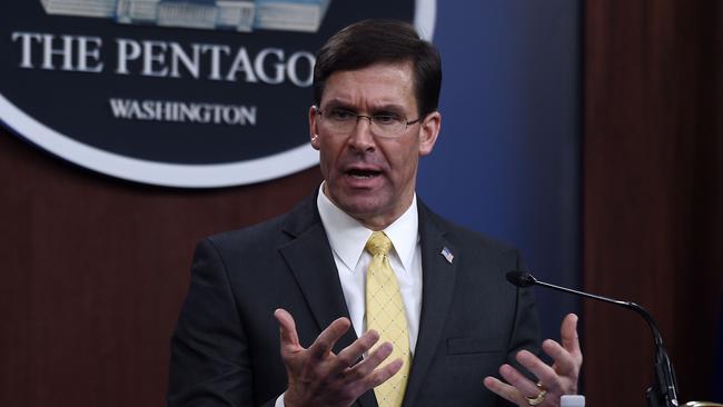 Mark Esper says the Pentagon will send home about 6400 troops from Germany, and move nearly 5600 to other NATO countries. Picture: AFP