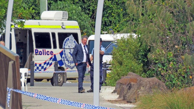 Police scene of the death of Byron Bay homeless man David Murray at while he was sleeping at Jack Evans Boat Harbour, Tweed Heads, on November 21, 2019.