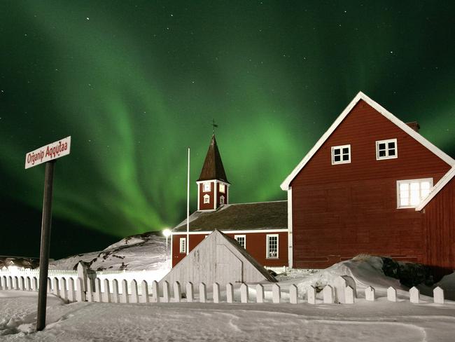 The northern lights over Nuuk, Greenland.