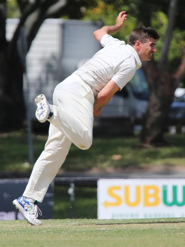 Cricket Gold Coast Kookaburra Cup - Surfers Paradise vs Coomera Hope Island at Sir Bruce Small Park. Surfers bowler Mike Waldren. Picture: Mike Batterham