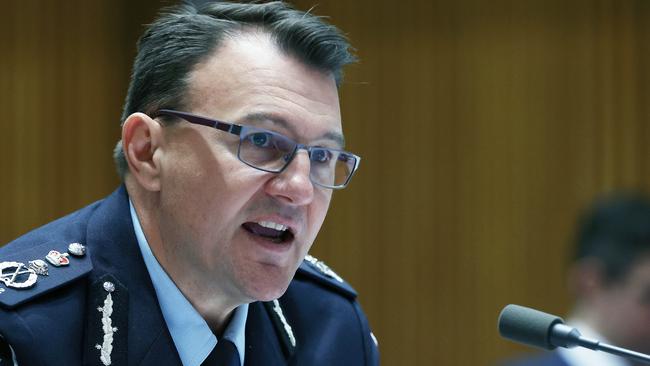 AFP Commissioner Reece Kershaw said cops were concerned about troublemakers in the group. Picture: NCA NewsWire / Gary Ramage