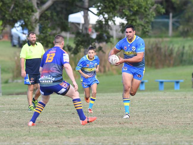 Kurt Fleming in an Old Boys game for Noosa against Gympie Devils.