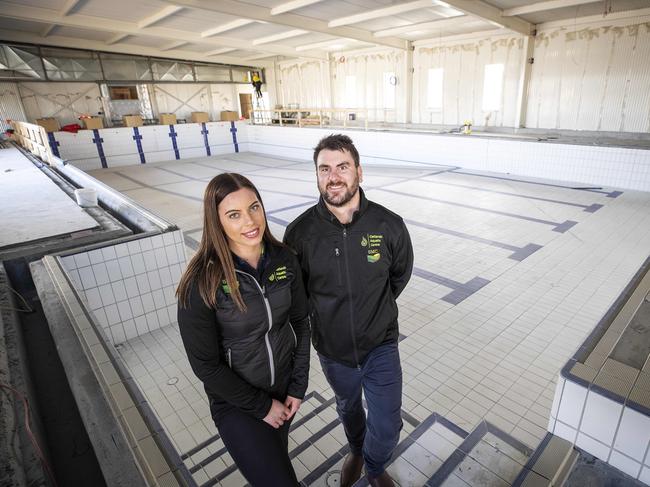 Oatlands Aquatic Centre pool attendant and fitness instructor Sophie Smith and pool co-ordinator Adam Briggs. Picture: Chris Kidd