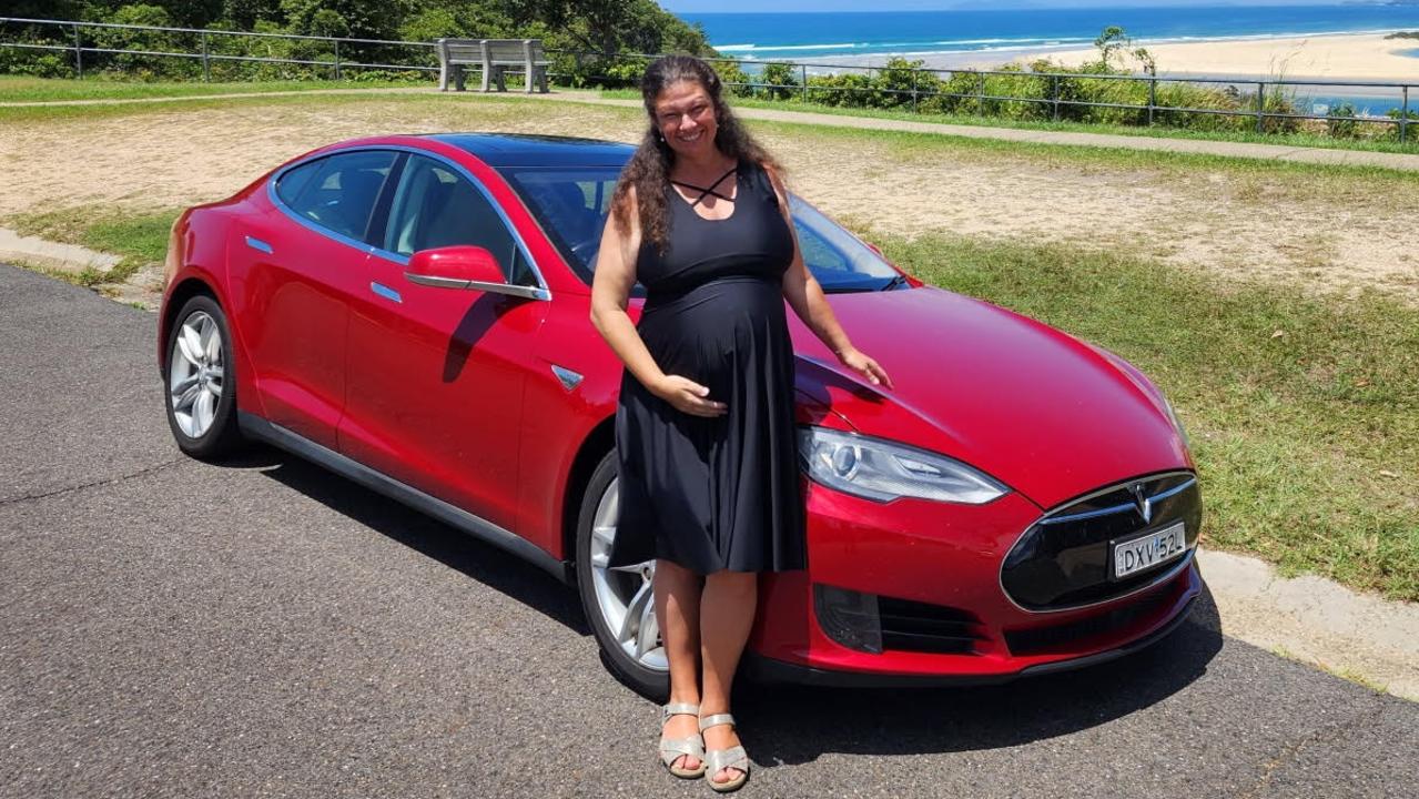 NSW mother Anne Bishop with her $93,000 Tesla Model S. Picture: Supplied