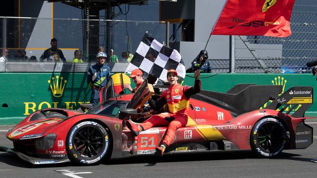 Ferrari’s James Calado, Antonio Giovinazzi and Alessandro Pier Guidi won Le Mans this year. Photo: Fred TANNEAU / AFP