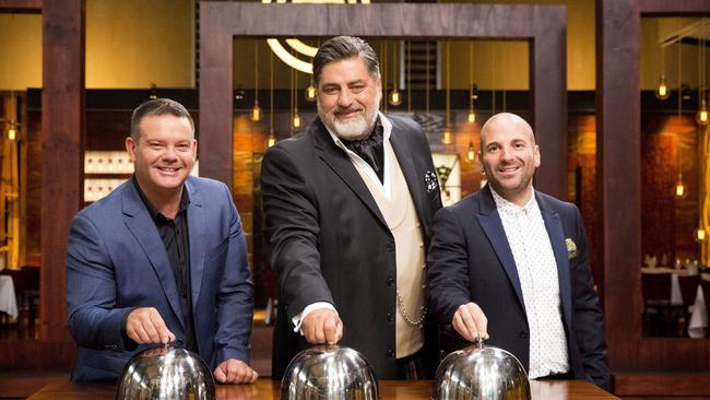 George Calombaris with fellow MasterChef Australia hosts, Gary Mehigan and Matt Preston.