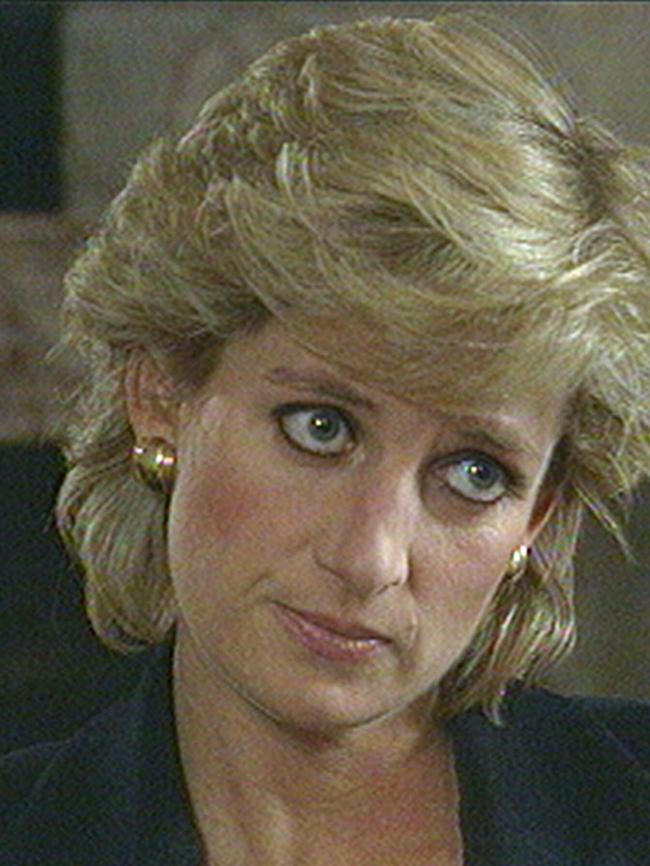 Diana, Princess of Wales, listens to a question during an interview aired on the BBC program Panorama 1995. Picture: AP Photo/BBC, Panorama