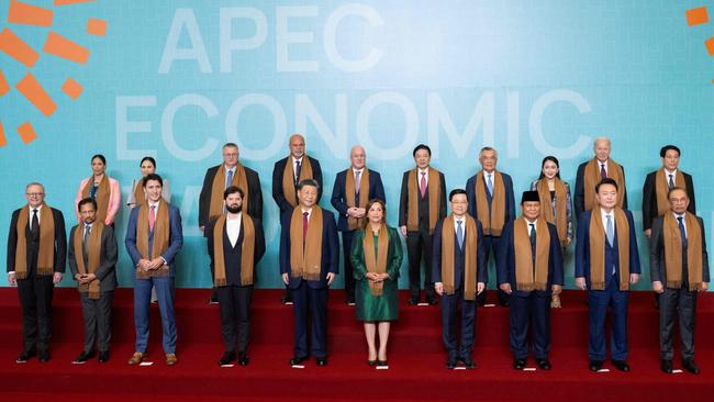 World leaders participate in a family photo during the Asia-Pacific Economic Cooperation (APEC) Leaders’ Retreat summit in Lima, Peru, November 16, 2024. Picture: SAUL LOEB / AFP