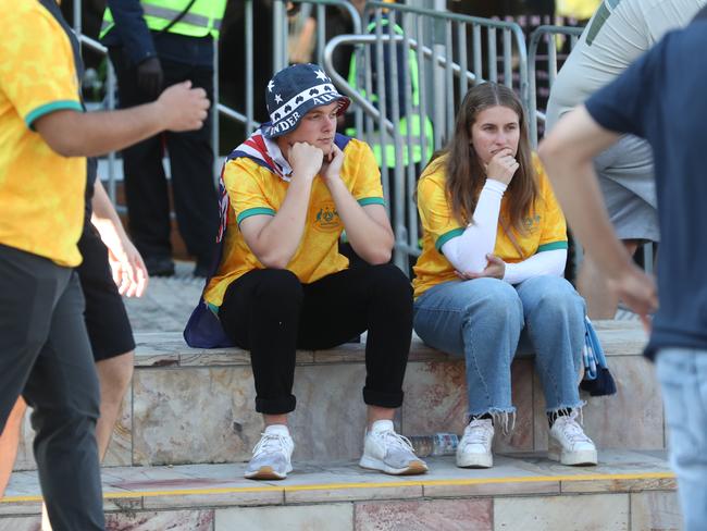 Sad fans in Federation Square. Picture: NCA NewsWire / David Crosling