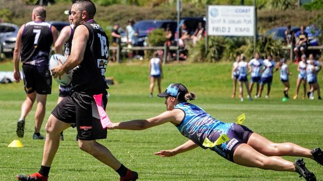 Action from the Oztag 2020 NSW Senior State Cup at the Coffs Coast Sporting Complex. Photo: David Wigley