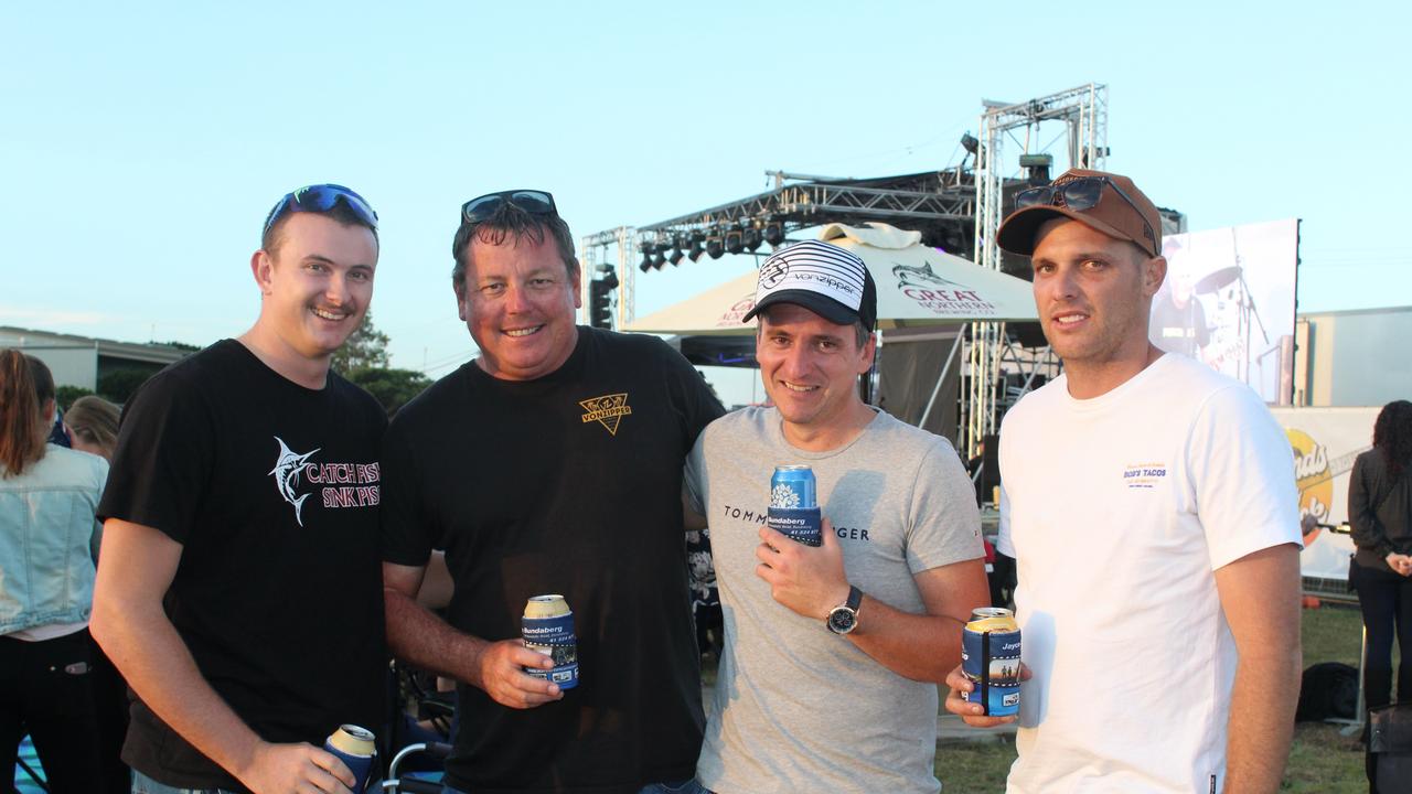 SOUNDS OF ROCK: Bailey Warbuton, Russell Gahan, Damian Warburton and Callum Dobson enjoying the festival.