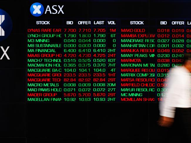 SYDNEY, AUSTRALIA - NewsWire Photos, October 29 2024. GENERIC. Stocks. Finance. Economy. Stock price ticker of the Australian Stock Exchange, ASX, at their offices on Bridge Street. Picture: NewsWire / Max Mason-Hubers