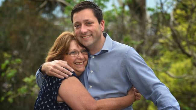 Matthew Guy with his mother Vera. Picture: Tony Gough