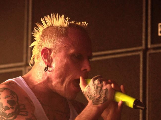 British band The Prodigy play the Gold Coast Convention and Exhibition Centre, Broadbeach. Band member Keith Flint performs.