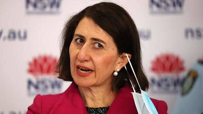 Premier Gladys Berejiklian’s decision to strip vaccines from regional areas was blatantly contradicted by the PM. Picture: NCA NewsWire / Dylan Coker