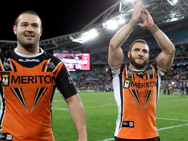 Robbie Farah and Aaron Woods celebrate.