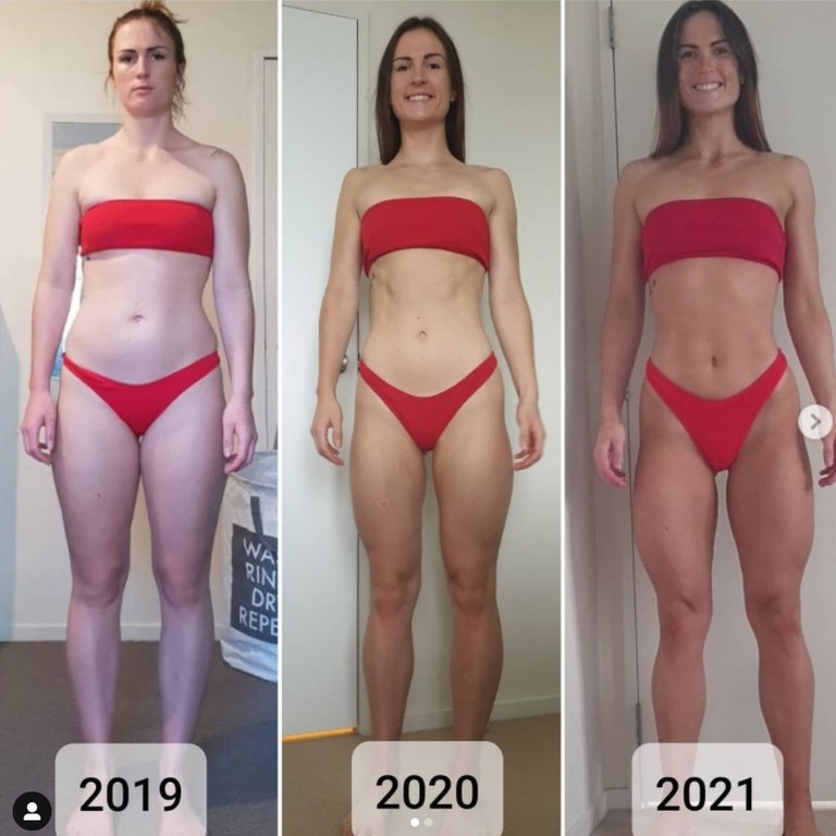 Sarah Moore, 24, has been documenting her health and fitness journey on Instagram with her followers branding the changes to her body as ‘incredible’. Picture: Instagram/sarahann_fitjourney