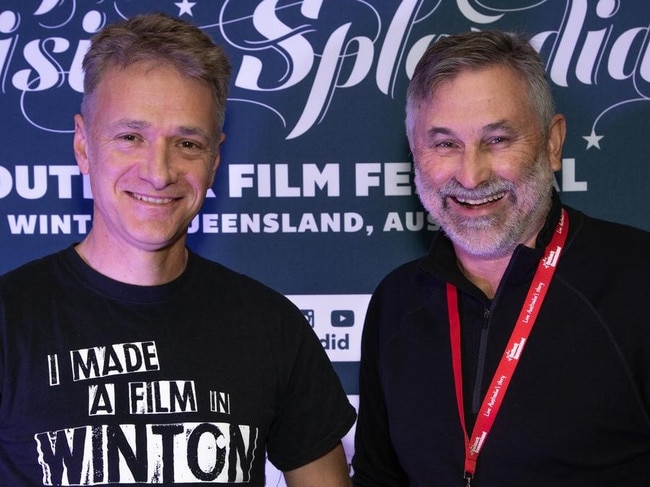 Greg Dolgopolov and Pete Lewis at the Vision Splendid Outback Film Festival in 2021 (Photo: File)