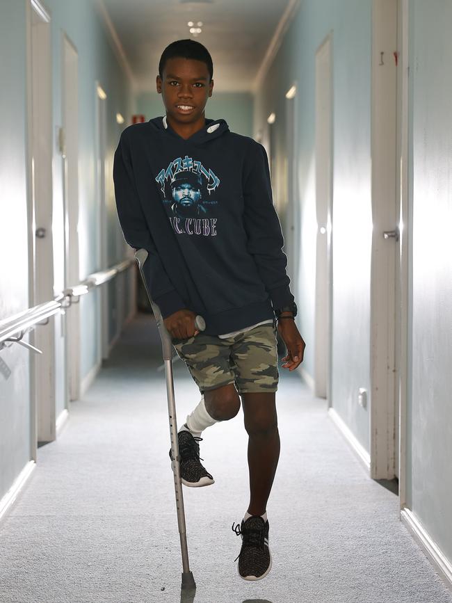 Xavier suffered horrific injuries to his leg. Picture: Alex Coppel.