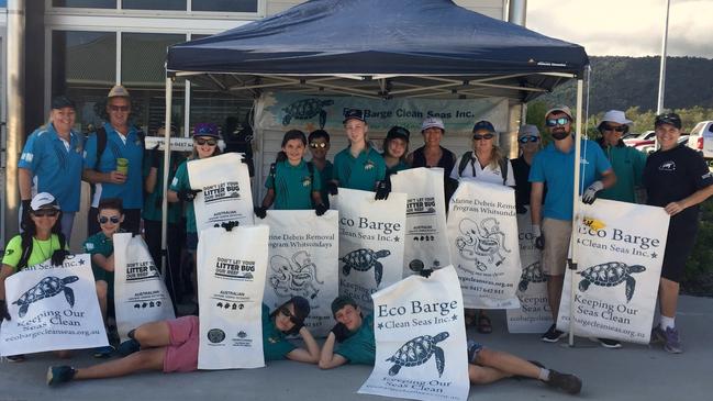 Eco Barge Clean Seas volunteers invite Whitsundays visitors and residents to join them at a community clean up event on World Turtle Day. Picture: Supplied.