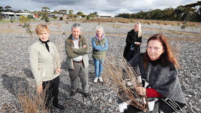 Residents at Grieve Parade Reserve wasteland in Altona. Picture: Rebecca Michael