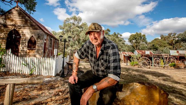 Chris sits outside the church. Picture: Tim Carrafa