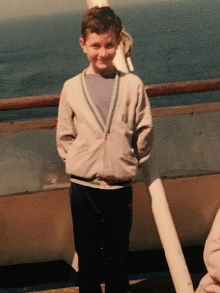 Douglas Murray, aged 7, taking a ferry to France, says music was his first love.