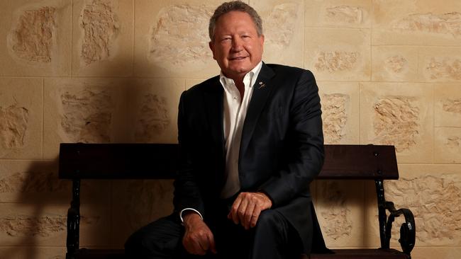 Andrew Forrest has claimed Health Minister Greg Hunt ‘knew that I wanted a representative of China to be at the event’ on Wednesday to announce the billionaire had helped secure 10 million coronavirus tests from a Chinese business contact. Picture: Colin Murty