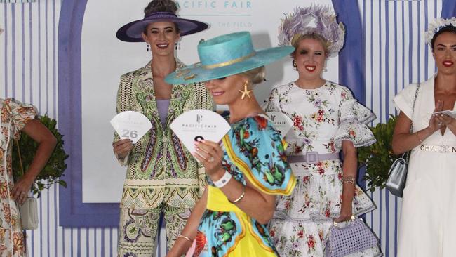 Social Pictures Fashion and Colour taken at the Magic Millions race day at the Gold Coast Turf Club.fashions on the Field finalists.Pic Mike Batterham