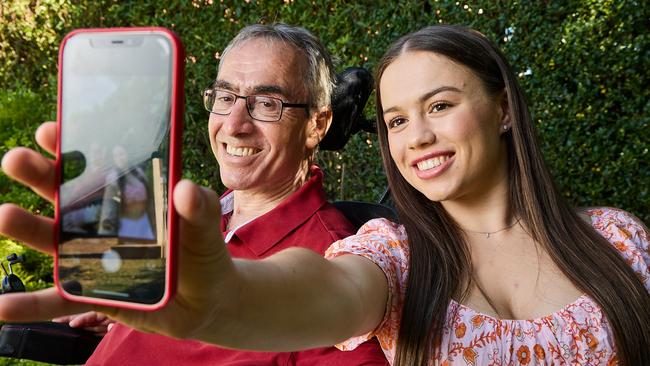 Lukas Tsakalos with his daughter, Jacinda who has amassed 36,000 followers on TikTok: Picture: Matt Loxton