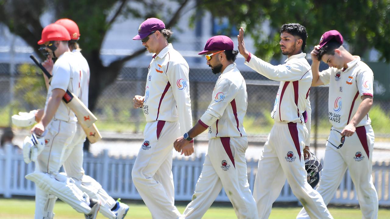 Toombul players leave the field earlier in the season. Lachie Hearn has been a great addition to the side. Picture, John Gass