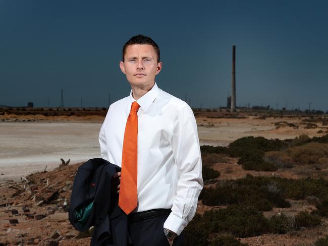 Port Augusta Mayor and SA Best candidate Sam Johnson at Bird Lake today . Picture: Dylan Coker