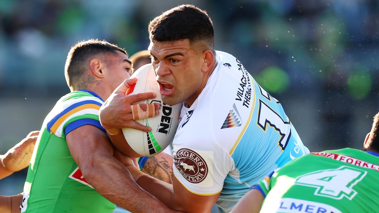 David Fifita was controversially denied a try against the Raiders. Picture: Getty