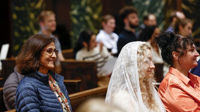 Worshippers gather at the Saint Clement Church for a mass celebration after the naming of US Cardinal Robert Prevost as the new Pope Leo XIV in Chicago. Picture; AFP.