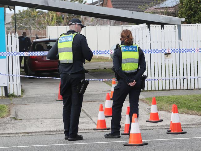 Police at the scene where a newborn baby is fighting for life after being found outside a home in Dandenong North. Friday, August 30. 2024. Picture: David Crosling