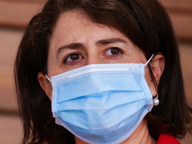 SYDNEY, AUSTRALIA - Newswire Photos AUGUST 11, 2021: Premier Gladys Berejiklian, watches on during a press conference to provide a Covid-19 update in Sydney. Picture: NCA Newswire /Gaye Gerard