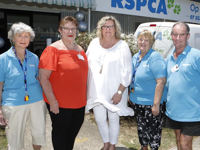 June Skimmings, Gerry Lindeman, Danielle Barrett, Ann James and Dean Anderson at the RSPCA, Tweed Heads. Picture: Richard Mamando.