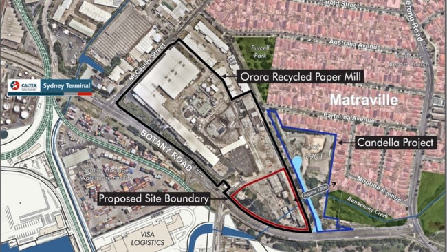 The proposed site is on the corner of the Orora paper mill property.