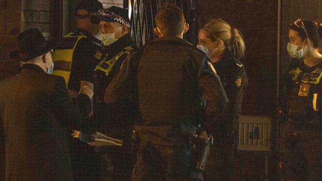 Police outside the Synagogue in Ripponlea. Picture: Wayne Taylor