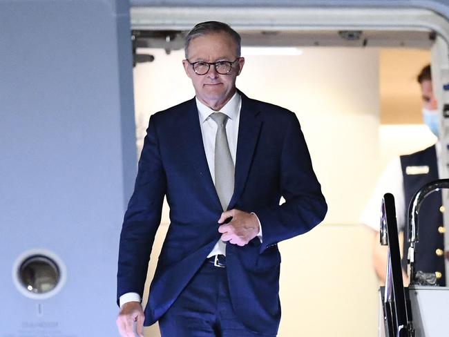 Australia's Prime Minister Anthony Albanese arrives at Haneda airport in Tokyo. Picture: AFP