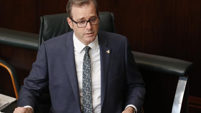 Minister Michael Ferguson during question time in State Parliament. Picture: Zak Simmonds