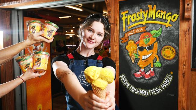 Enjoy the tropical taste of the north at home with Frosty Mango now available in retail tubs from Otto's Markets! Pictured is Otto's cafe manager Karina Wilson. Pictured: Shae Beplate.