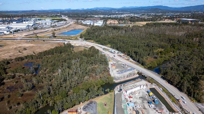 Work on Stage 1 North of the Coomera Connector at Shipper Drive, pictured in June 2024. Picture: TMR