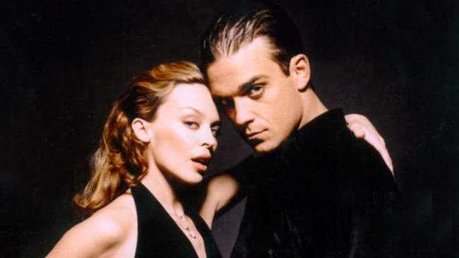 Kylie Minogue and Robbie Williams on the set of the Kids video in 2000. Pic: EMI