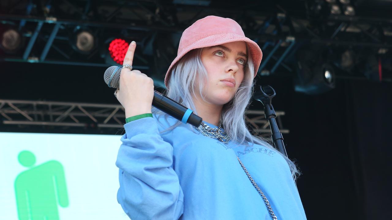 Billie Eilish performs at the Laneway Festival at Footscray. She had three songs in the top 50. Picture: David Crosling